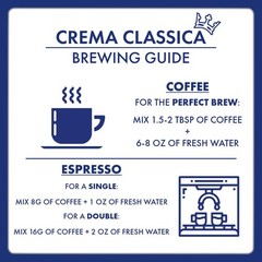 Crema Classica Whole Bean Coffee, Arabica and Robusta Blend, Medium Roast, 2….