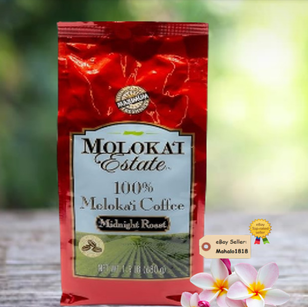100% Moloka’i Coffee – Molokai Estate Hawaii – Midnight Roast Whole Bean 1.5 lb