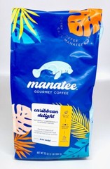 New Manatee Caribbean Delight Medium Roast Whole Bean Coffee 2 Pound Bag