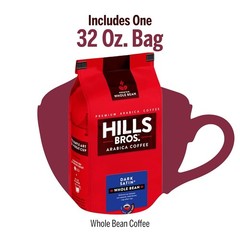 Hills Bros. Dark Satin Whole Bean Coffee – Rich and Bold Premium Arabica Coffee