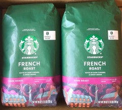 2 STARBUCKS French Roast DARK Roast Whole Bean, 100% Arabica Coffee 28oz Each