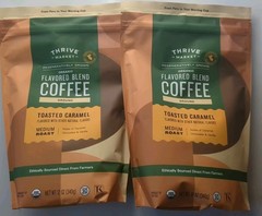 LOT 2 Thrive Market TOASTED CARAMEL Coffee Organic GROUND MEDIUM ROAST 12 OZ EA