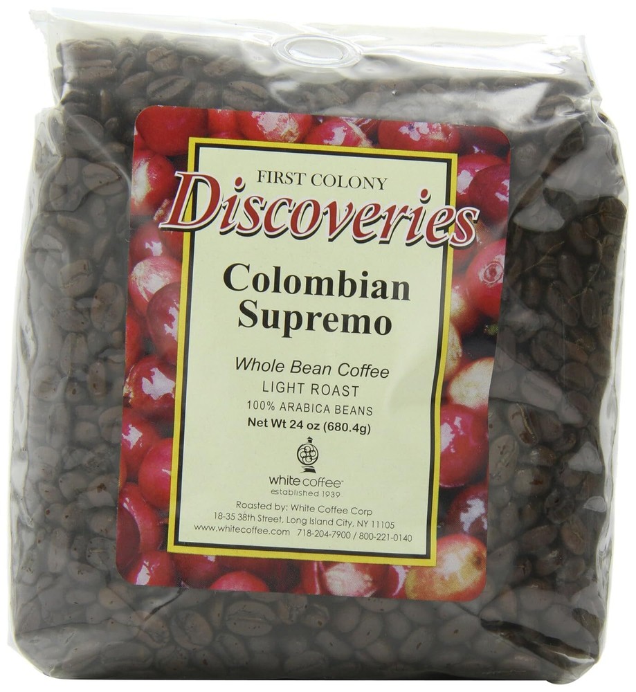 First Colony Coffee Colombian Supremo 100% Arabica Whole Bean – 24 Ounce