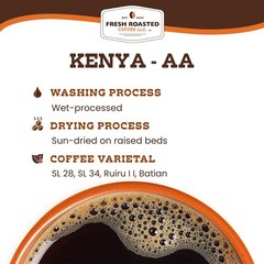 Fresh Roasted Coffee, Kenya AA Whole Bean Coffee, Med-Dark Roast, , 5 lb (80 oz)
