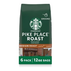 (6 Pack) Starbucks Pike Place Medium Roast Whole Bean Coffee 12oz…(wa)