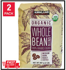 Kirkland Signature USDA Organic Whole Bean Blend 2 lb, 2-pack Medium Dark Roast