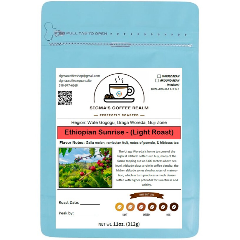Ethiopia Sunrise – (Light Roast) 312g, 11oz Bag