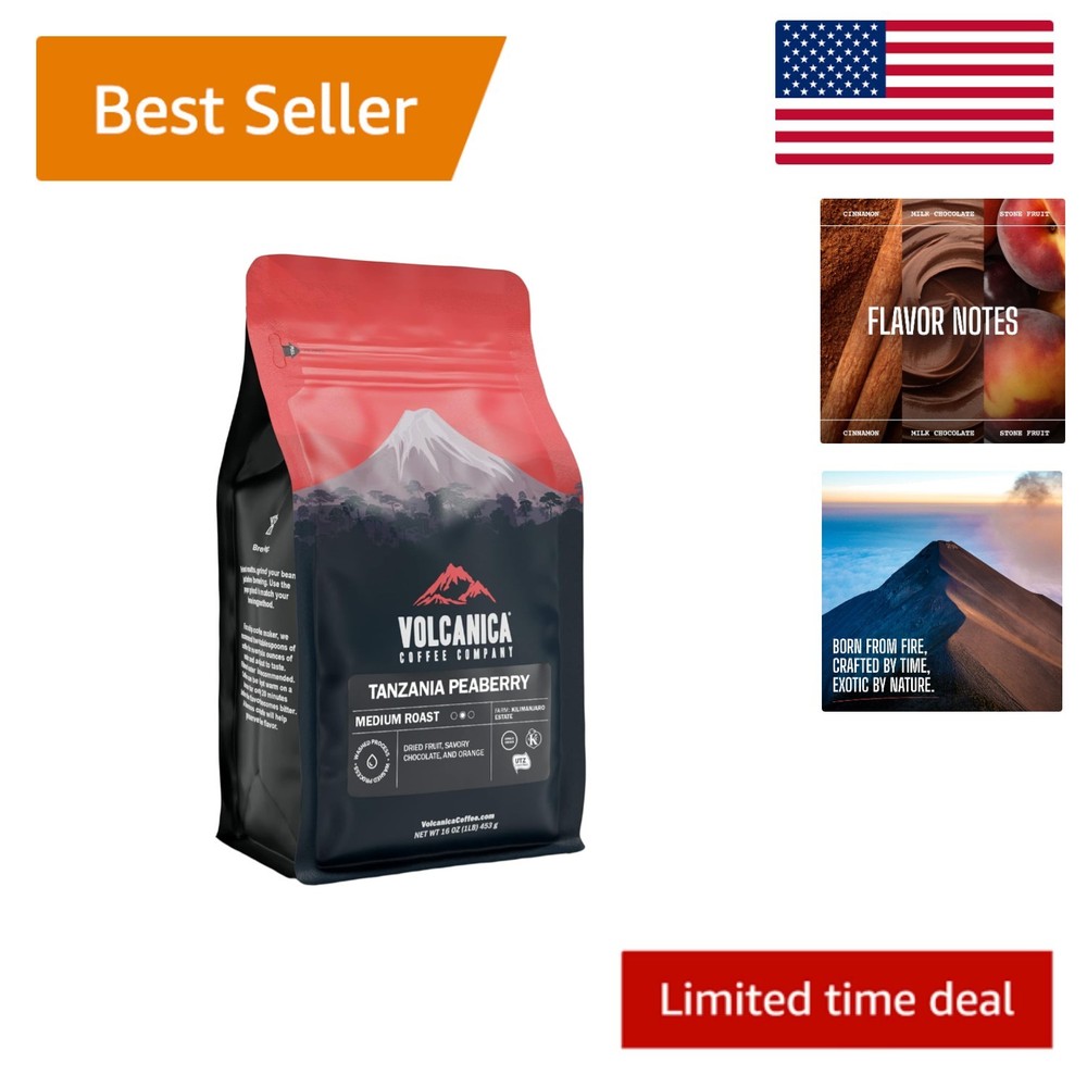 100% Arabica Mount Kilimanjaro Coffee – Fresh Roasted Tanzania Peaberry 16oz