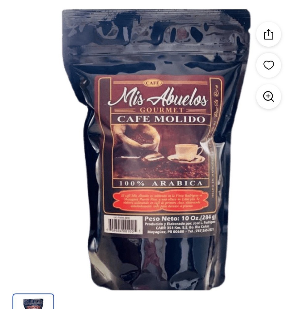 Cafe Mis Abuelos Gourmet French Roast 100% Arabica 100% de Puerto Rico 10 OZ.