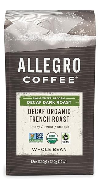 Decaf Organic French Roast Whole Bean Coffee, 12 Ounce (Pack of 1)