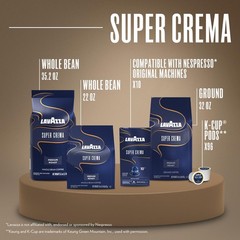 Super Crema Whole Bean Coffee Medium Espresso Roast Arabica and 35.2 Ounce
