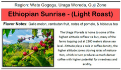 Ethiopia Sunrise – (Light Roast) 312g, 11oz Bag