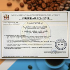 Plantation Blue 100% Blue Mountain Coffee Medium Roast Whole Beans 8 Oz Bag
