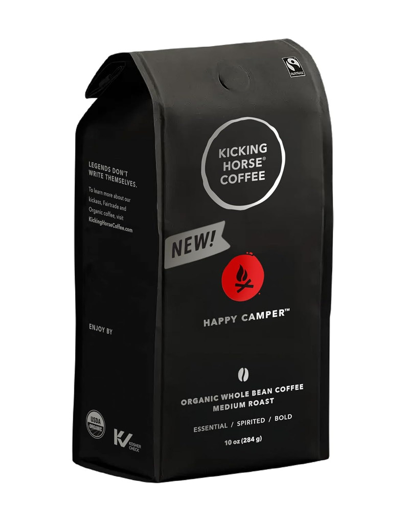 Happy Camper Whole Bean Coffee, 10 Ounce – Certified Organic, Fairtrade, Kosher