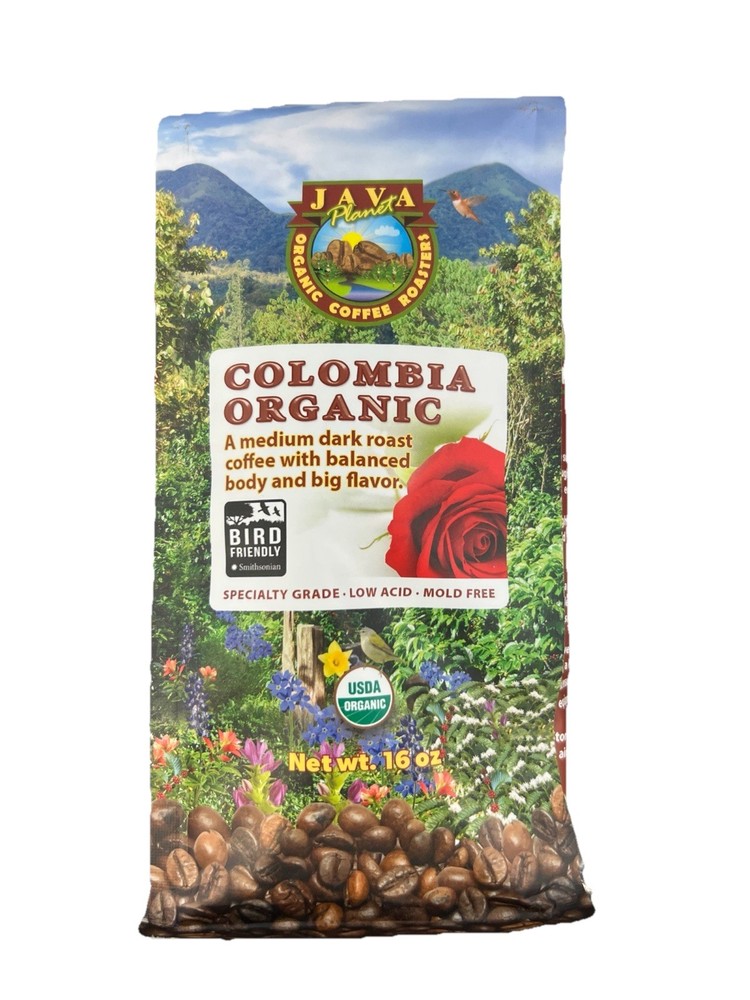 Java Planet Organic Colombian Coffee – Low Acid Medium Dark Roast 1LB