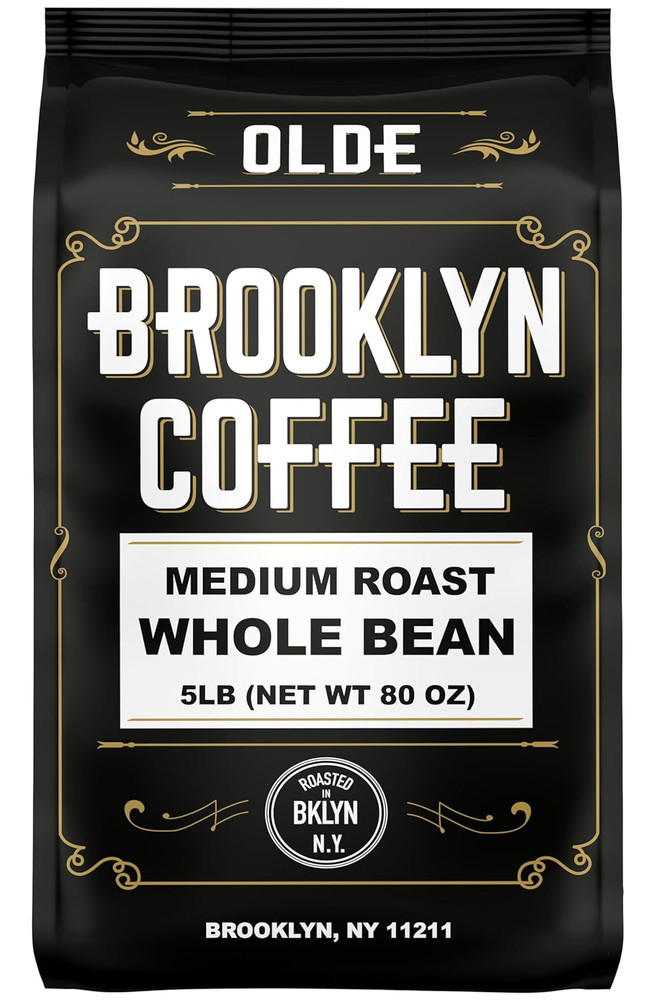 BROOKLYN COFFEE Whole Bean, Classic Medium Roast (5Lb) Balanced, Smooth, Mellow