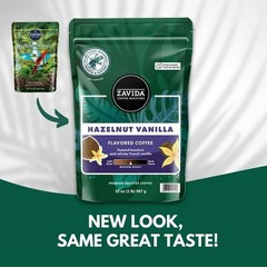 2 Pack – Zavida Coffee Whole Bean Coffee, Hazelnut Vanilla, 32 oz.