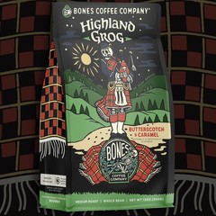 Highland Grog, Butterscotch Caramel Flavored Coffee, Medium Roast Low Acid Ar…