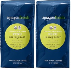 Organic Fair Trade Peru Whole Bean Coffee Medium Roast 12 Oz