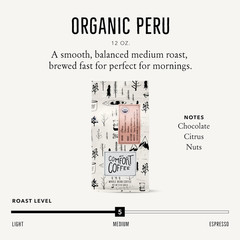 Organic Peru Medium Roast, 12 Ounce (Pack of 1) – Flavor Notes of Nutty, Chocola