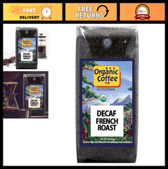 Organic Decaf French Roast Whole Bean Coffee 2LB – Dark Roast, Water Processed,