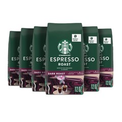 Starbucks Whole Coffee Beans, Dark 12 Ounce (Pack of 6), Espresso Roast WB