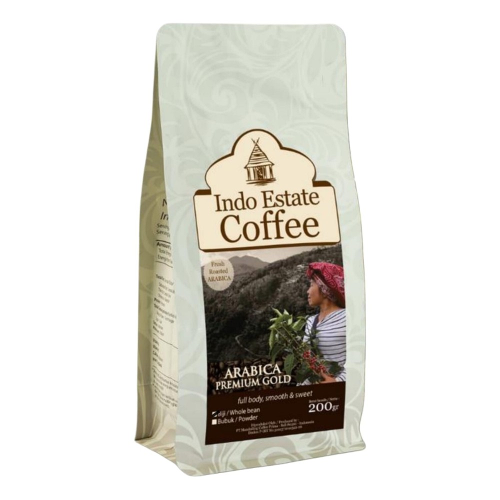 Indo Estate Coffee, Arabica Premium Gold, 200g, Whole Bean (Pack of 1)