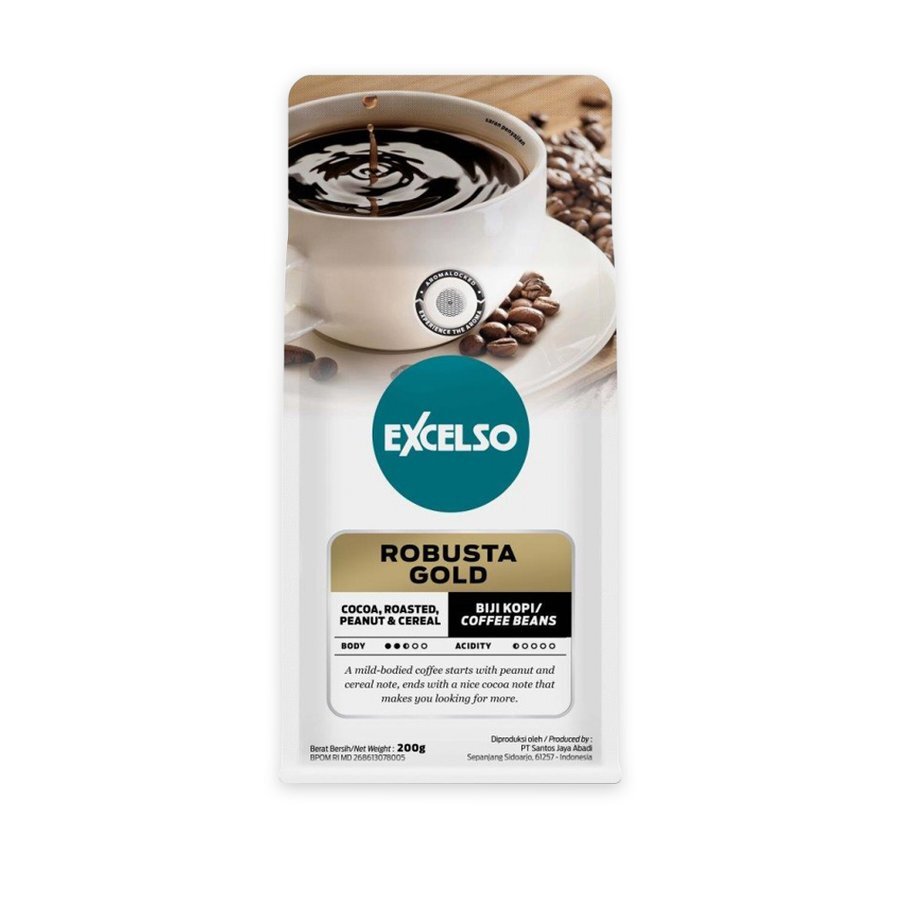 EXCELSO Indonesia Coffee Robusta Gold 200g Whole Beans or Ground Coffee