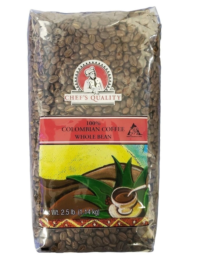 Chef’s Quality Colombian Whole bean coffee, 2.5 Pound Bag