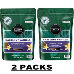 2 PACK – Zavida Coffee Whole Bean Coffee Hazelnut Vanilla 32 oz (Total 64 oz)