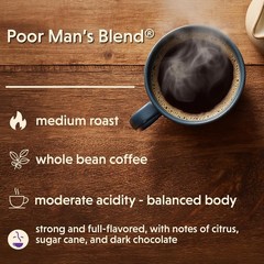 Poor Man’s Blend, Whole Bean Coffee, Everyday Value, Medium Roast, 5 Pound Ba…