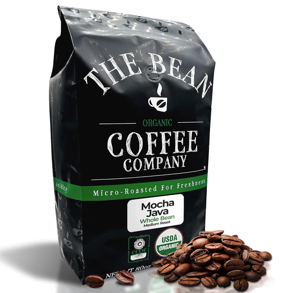 Mocha Java Medium Roast Whole Bean Coffee – 5lb Bag by The Bean Organic