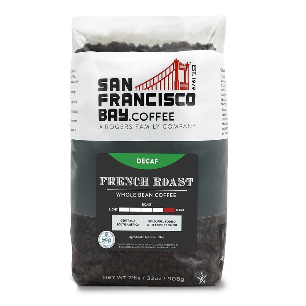 Decaf French Roast Whole Bean Coffee – 2LB Swiss Water Decaffeinated