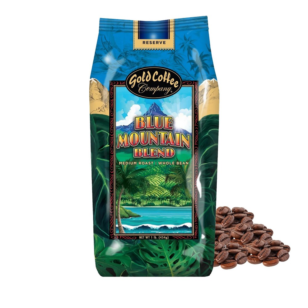 Gold Coffee Co. Blue Mountain Premium Blend Medium Roast, Whole Bean 100% Ar…