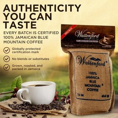 Wallenford Jamaica Blue Mountain Coffee Beans 16oz PACK OF 6