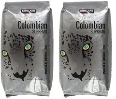 Kirkland Signature Colombian Supremo Whole Bean Coffee, 3 Pound (2 Pack)