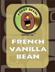 3 Bags KRAZY BEANS French Vanilla Whole Bean Coffee Three 12 Oz Bags.