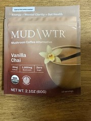 MUD WTR Vanilla Chai Mushroom Coffee Alternative 2.1 oz Caffeine Free New