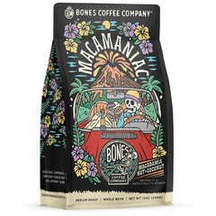 Bones Coffee Company Macamaniac, Macadamia and Coconut 12 Ounce (Pack of 1)