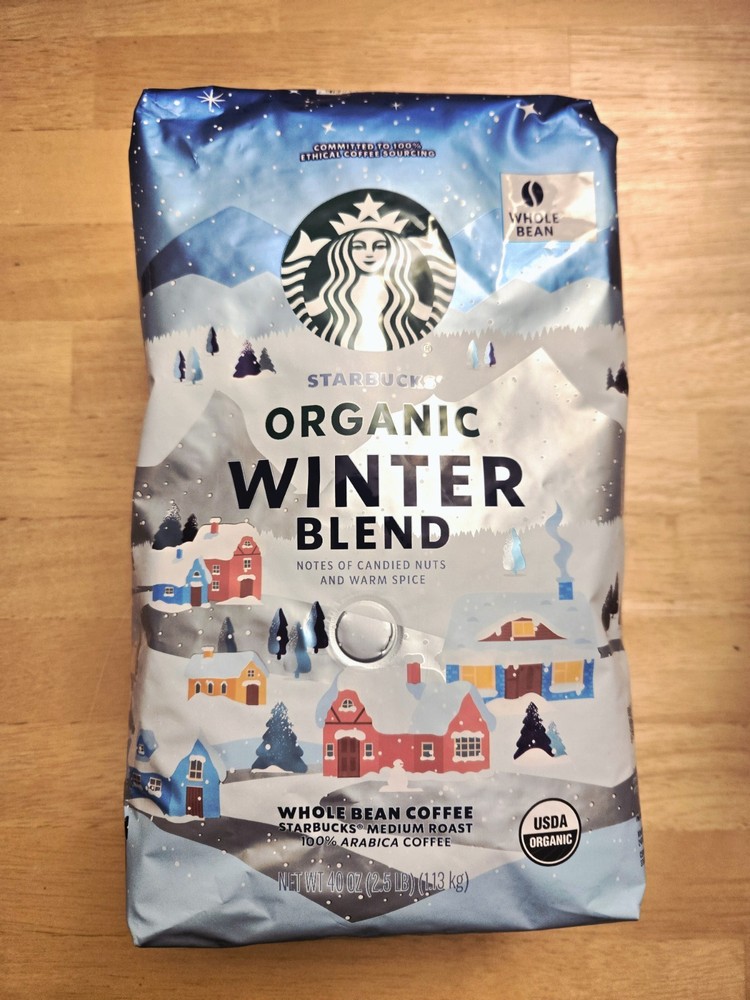 Starbucks ORGANIC Winter Blend Whole Bean 100% Arabica Coffee, 40 OZ 2.5 LB New