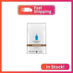 Blue Bottle Whole Bean Organic Coffee, Espresso, Dark Roast, 12 Ounce bag (Pack