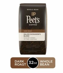 2 Packs Peet’s Coffee Major Dickason’s Blend Deep Roast Whole Bean 32 oz Each