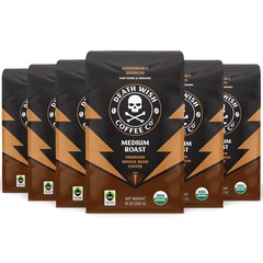 Death Wish Coffee, Medium Roast Whole Bean (10 oz, 6 pack) 9 Ounce (Pack of 6)