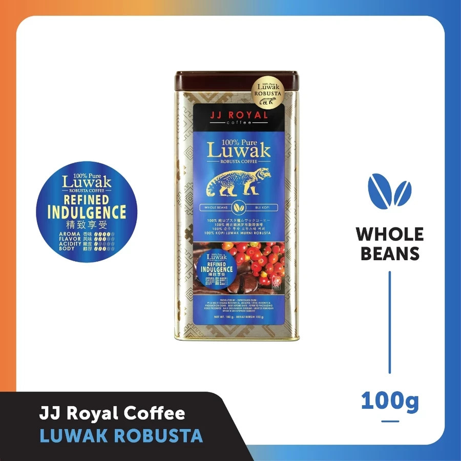 JJ Royal Coffee 100% Pure Luwak Robusta Indonesian Coffee Premium US Free Tax