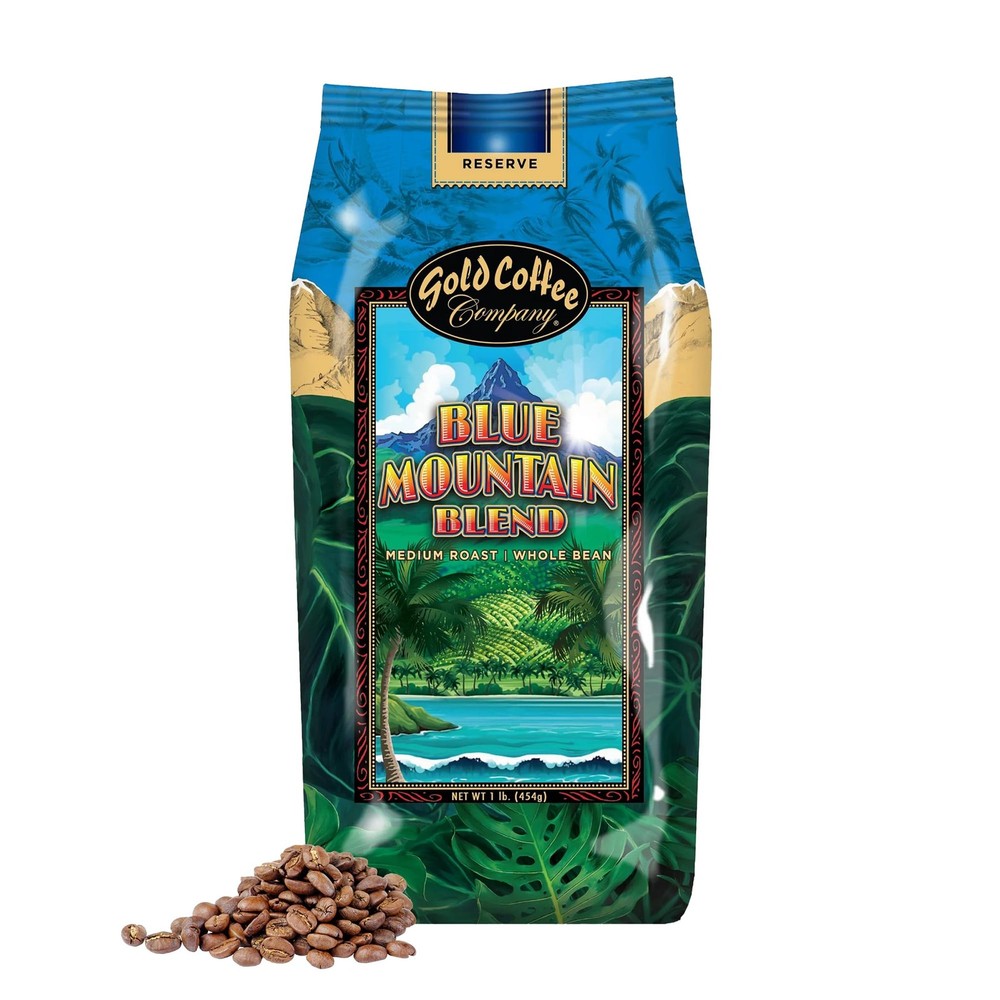 Gold Coffee | Blue Mountain Premium Blend | Medium Roast, Whole Bean | 100% A…