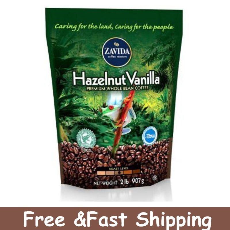 Zavida Whole Bean Coffee Hazelnut Vanilla Medium-Roast, 32 Ounce