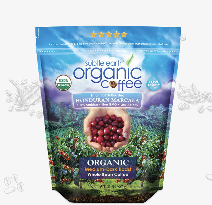 Subtle Earth Organic Coffee – Medium-Dark Roast – Whole Bean Coffee 100% Arabica