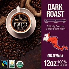 Guatemalan Premium Dark Roast Arabica Single Origin Whole Bean Coffee 12 Oz