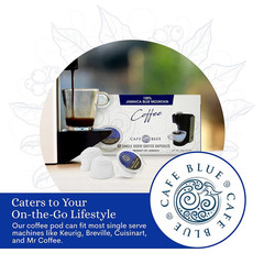 Cafe Blue 100% Jamaica Blue Mountain Coffee, Medium Roast, Coffee Pods for Hot a