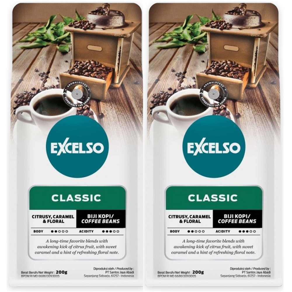 EXCELSO Indonesia Coffee Classic 200g Pack of 2 Whole Beans or Ground Coffee